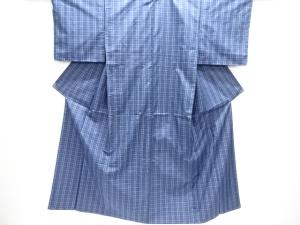 未使用品　小格子織り出し手織り紬着物アンサンブル